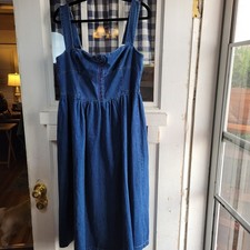 Fashion Nova Women's Blue Medium Wash Denim Strap Mini Dress Size L NWT