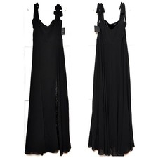 NWT LULUS Chiffon Bow Strap Square Neck Whimsigoth Formal Wedding Guest Gown L