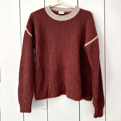 Mus & Bombon Barcelona Sweater Sz M Rust Contrast Cream Neck Spain FLAW