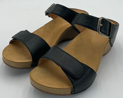 Dansko Tanya Milled Women's Size 11.5-12 US 42 EU Black Leather Sandals NIB