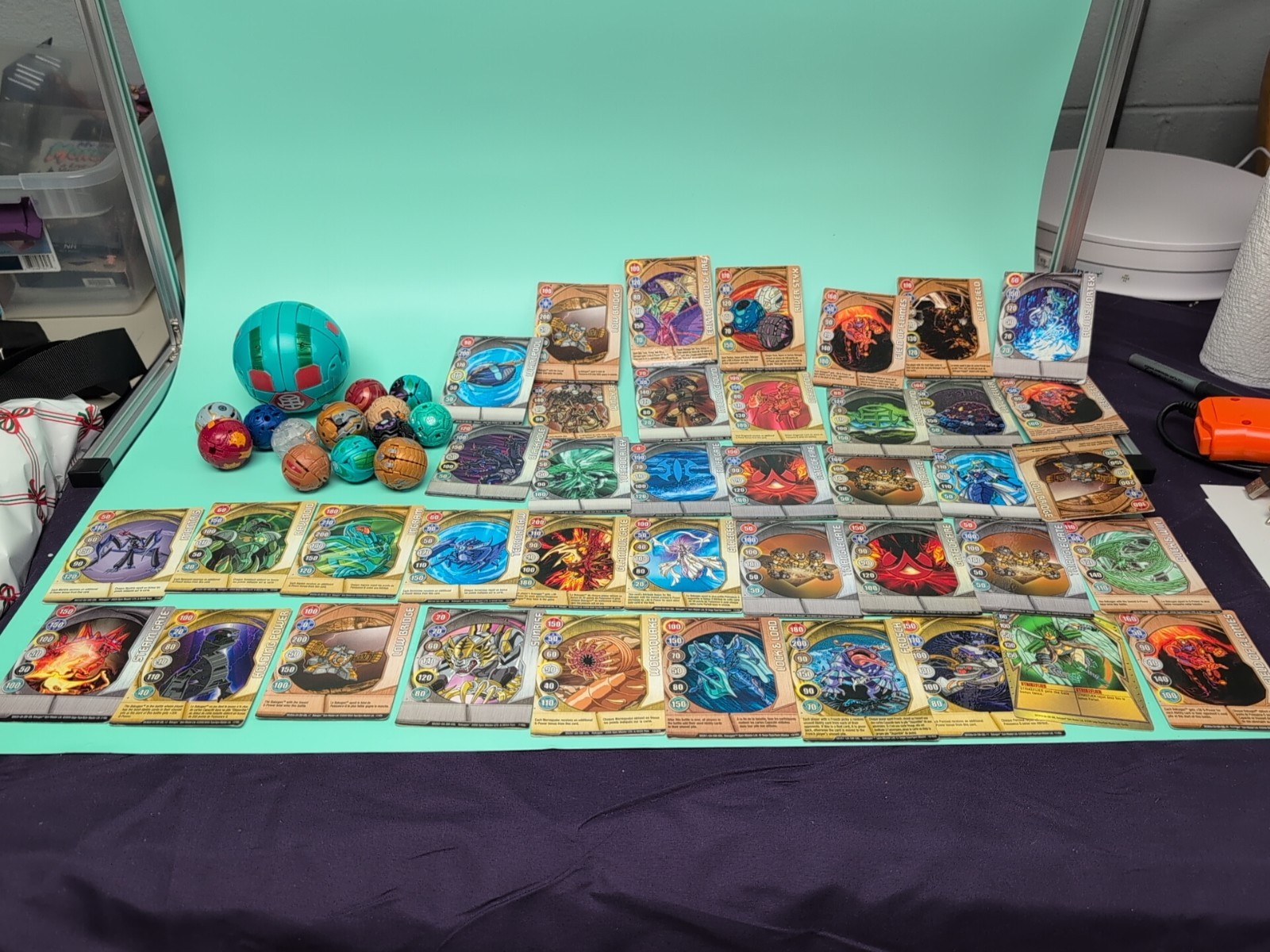 Lot Of 14 Bakugan With Lot Of 40 Cards, Used