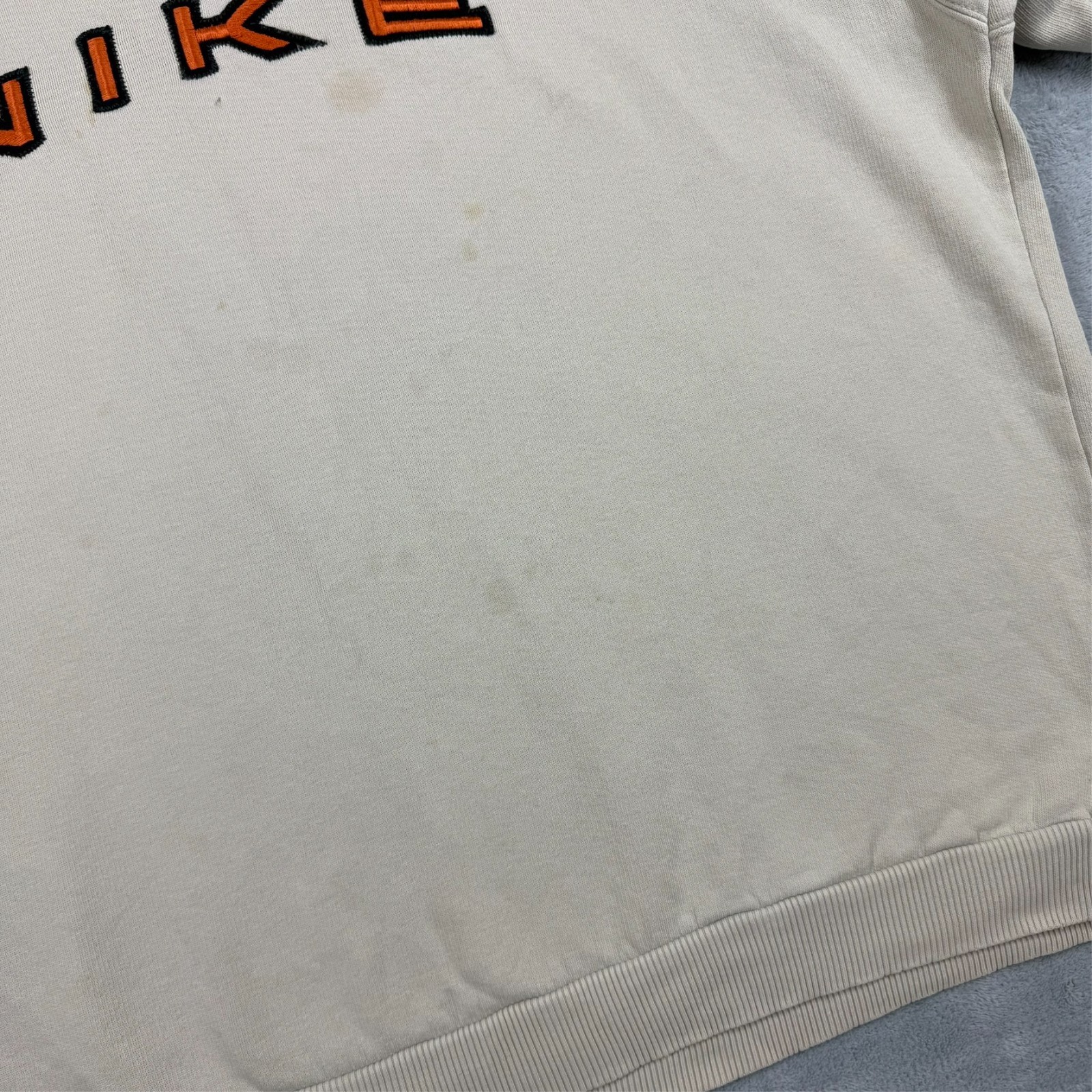 Vintage Nike 1990's Cream Orange Spellout Heavyweight 2XL Pullover Sweatshirt image 7