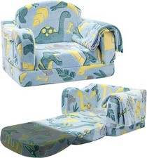 Comfy Toddler Chair  Couch Kids W/ Blanket,2-in-1 Soft Plush Fold Out Toddler