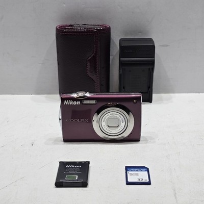 Silver Nikon Coolpix S4000 Digital Camera Bundle Plum Purple *TESTED*