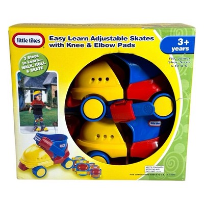 Rare 2004 Little Tikes Easy Learn Adjustable Skates & Knee & Elbow Pads New Open