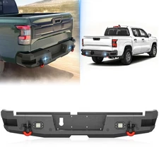 Rear Bumper W/ License Plate Lights, Sensor Holes For 2022-2025 Nissan Frontier
