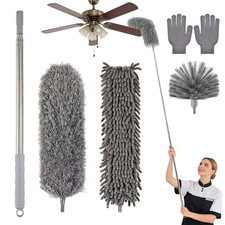 Microfiber Feather Duster 5-in-1 Kit with Extension Pole, Washable Cleaning D...