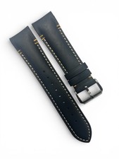 Genuine Calf Leather Black Curved Watch Band Strap 22MM 20MM