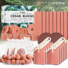 Cedar Blocks for Clothes Storage 67 Pack, Cedar Chips, Cedar Wood Balls and R...