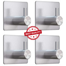 4PCS Self Adhesive Towel Hooks Stainless Steel Wall Door Coat Hooks Bathroom UK