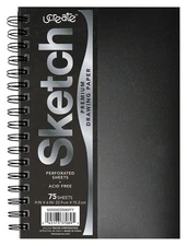 UCreate Poly Cover Sketch Book, Heavyweight, 6 x 9, Black, 75 Sheets