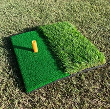 2-in-1 Golf Hitting Mat – Fairway & Rough Turf + Rubber Tee | Practice Pad