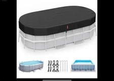 12x24 FT Oval Pool Cover with Above Ground Pool, Solar Pool Cover Protector, ...