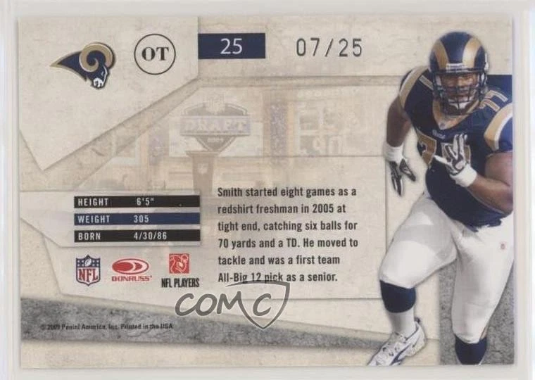 2009 Playoff Absolute Memorabilia War Room Spectrum /25 Jason Smith Rookie RC - Image 2 of 2