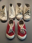 Vtg Lot 3 Pairs Infant Baby Leather and Canvas Shoes — photo 1