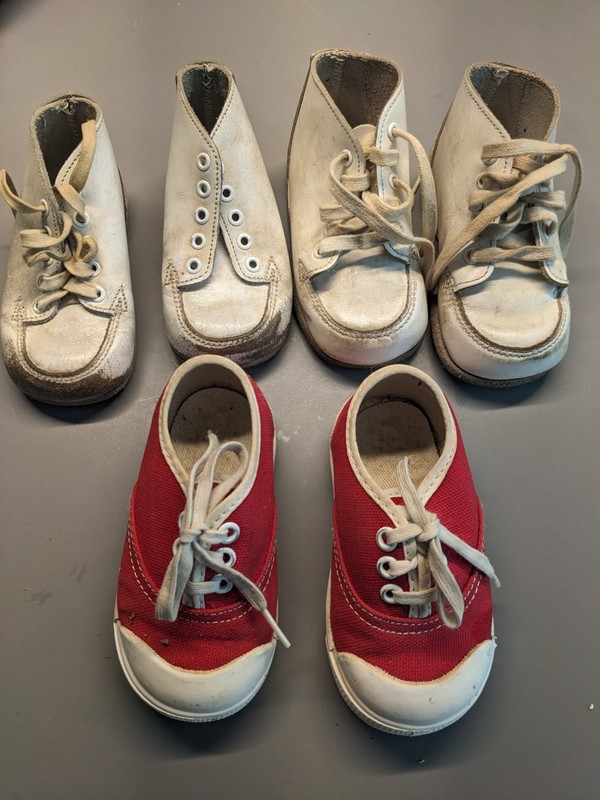 Vtg Lot 3 Pairs Infant Baby Leather and Canvas Shoes