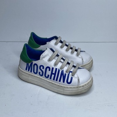 Moschino Sneakers Unisex Kids White Leather Logo Sneakers SZ 8 Child Us 25 Euro