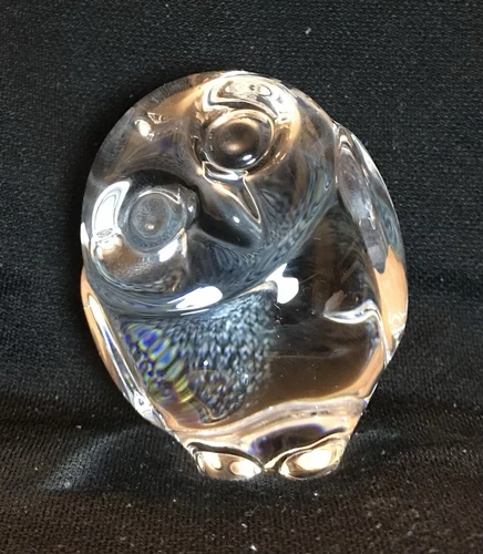 Vintage Steuben Glass Owl Paperweight/Hand Cooler By Lloyd Atkins