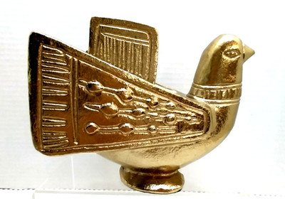 Vintage Weinberg Eames Era Style Die Cast Metal Dove Bird Gold Tone Sculpture