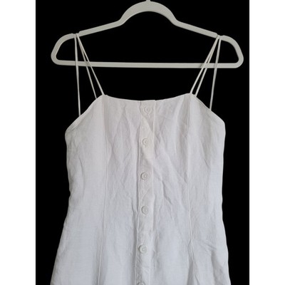 NWT OYSHO White Linen Open Back Sleeveless Button Down A-Line Midi Dress  Medium | eBay