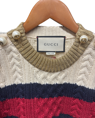 Gucci Wool Striped Beige, Red and Navy sweater | eBay