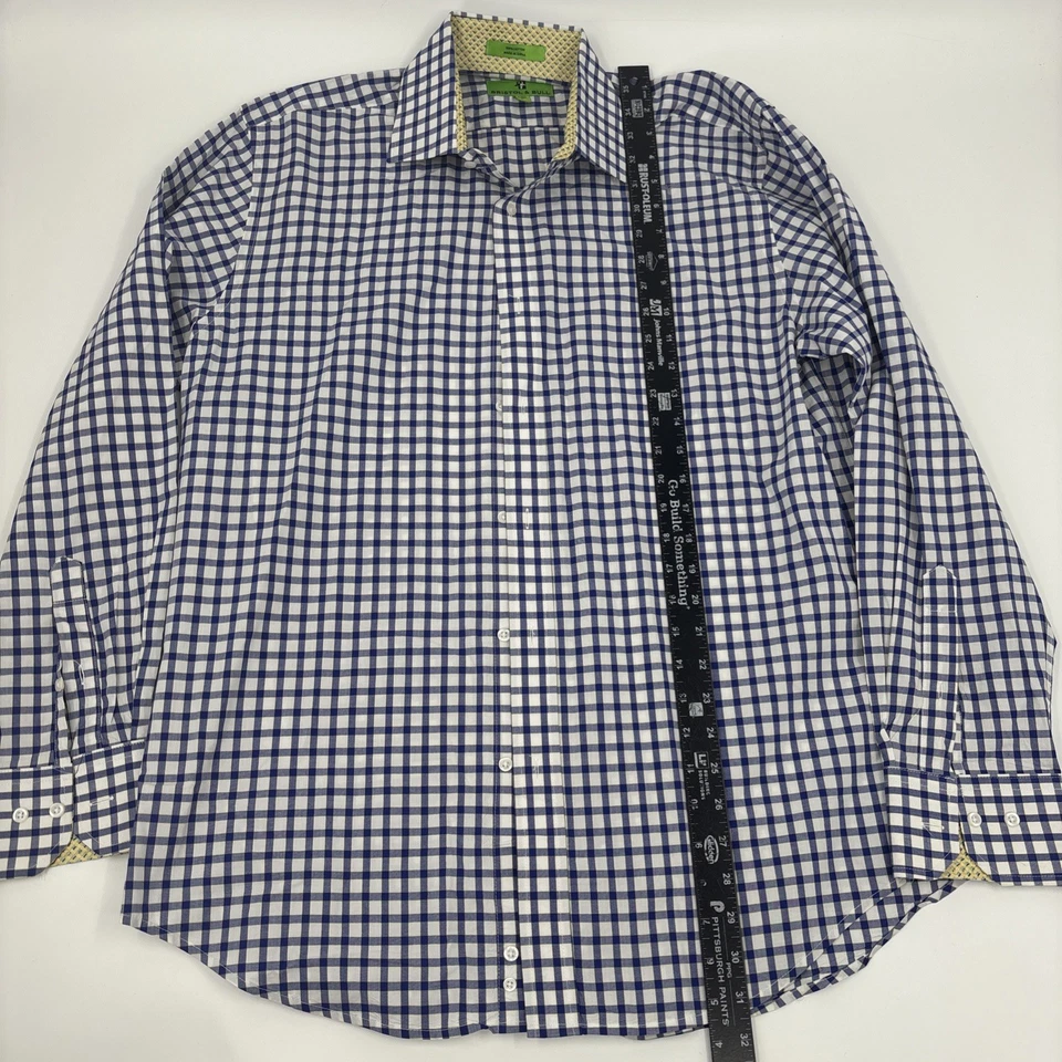 Рубашка мужская Bristol & Bull размер большой на пуговицах фиолетовая клетчатая с длинным рукавом - Изображение 4 из 4