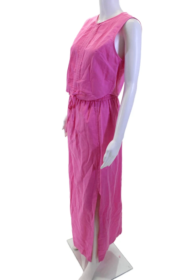 Something Navy Womens Maxi Skirt Set Pink Cotton Linen Drawstring Size M - Image 3 of 4