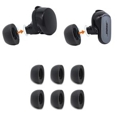 Memory Foam Ear Tips, Black, Medium Replacement Ear Tips for Headphones