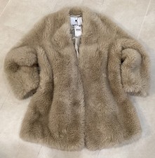 Brand New MNG By Mango Oversized Faux Fur Coat, Size Medium, Cream/Beige “Ritmo”