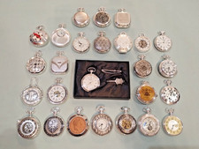 SILVER PLATED POCKET WATCH COLLECTION 26pcs THE HERITAGE SET HAND WIND