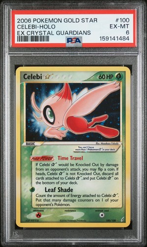 2006 POKEMON EX CRYSTAL GUARDIANS CELEBI GOLD STAR #100/100 HOLO RARE PSA 6