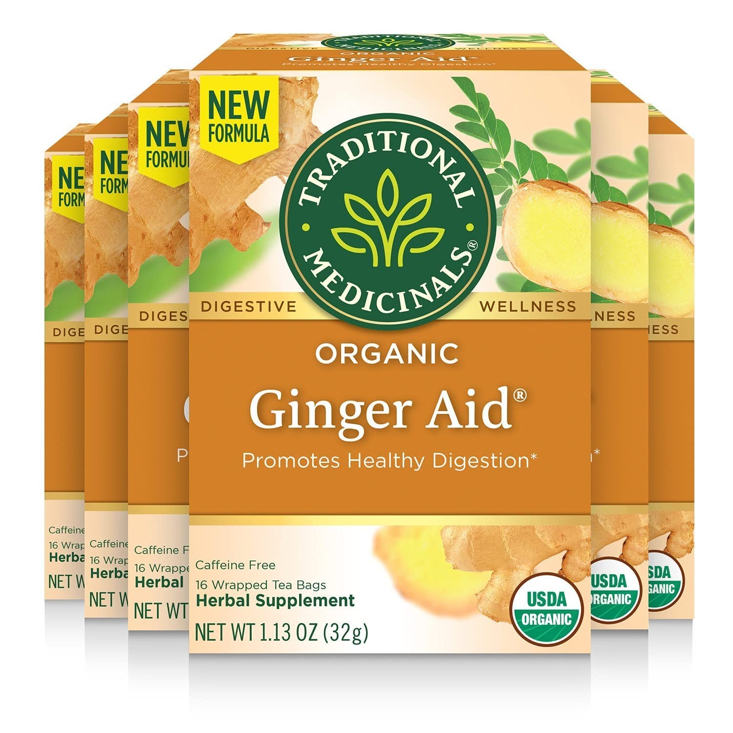Traditional Medicinals Tea, Organic Ginger Aid, Promotes Healthy Digestion, K...