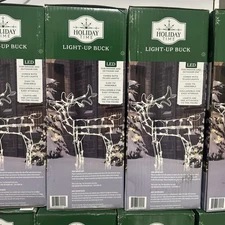 Animated 3-D Wire Standing Buck Reindeer, Lighted and Moving Christmas Yard D...