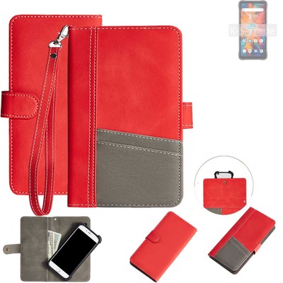 WALLETCASE HANDYTASCHE FÜR UMIDIGI Bison X10 Pro ROT, GRAU SCHUTZ HÜLLE BOOK F