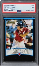 2001 Bowman Draft Picks Chase Utley Future HOF ROOKIE RC #69 PSA 7 NM