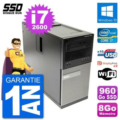 PC tour DELL OptiPlex 7010 Intel Core i7-2600 RAM 8Go SSD 960Go Windows 10 Wifi