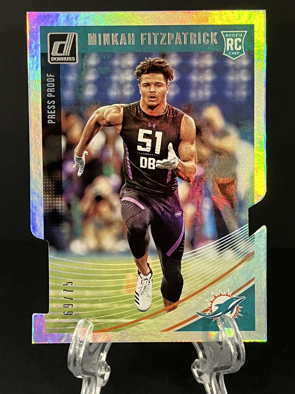 2018 Donruss Minkah Fitzpatrick Press Proof Silver Die Cut RC #’d /75 Rookie