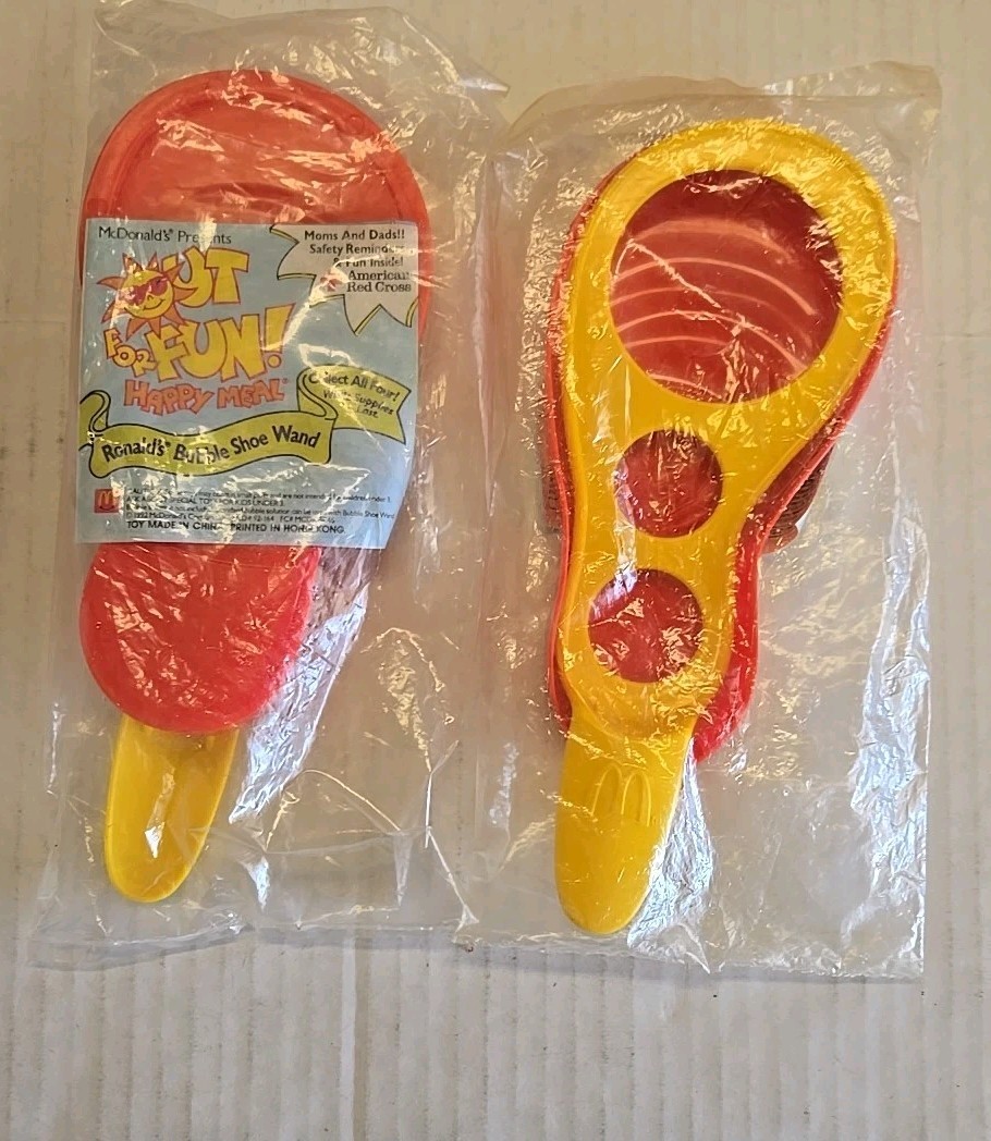 1992 McDonald's Out For Fun Bubble Shoe Wand Set Of 2