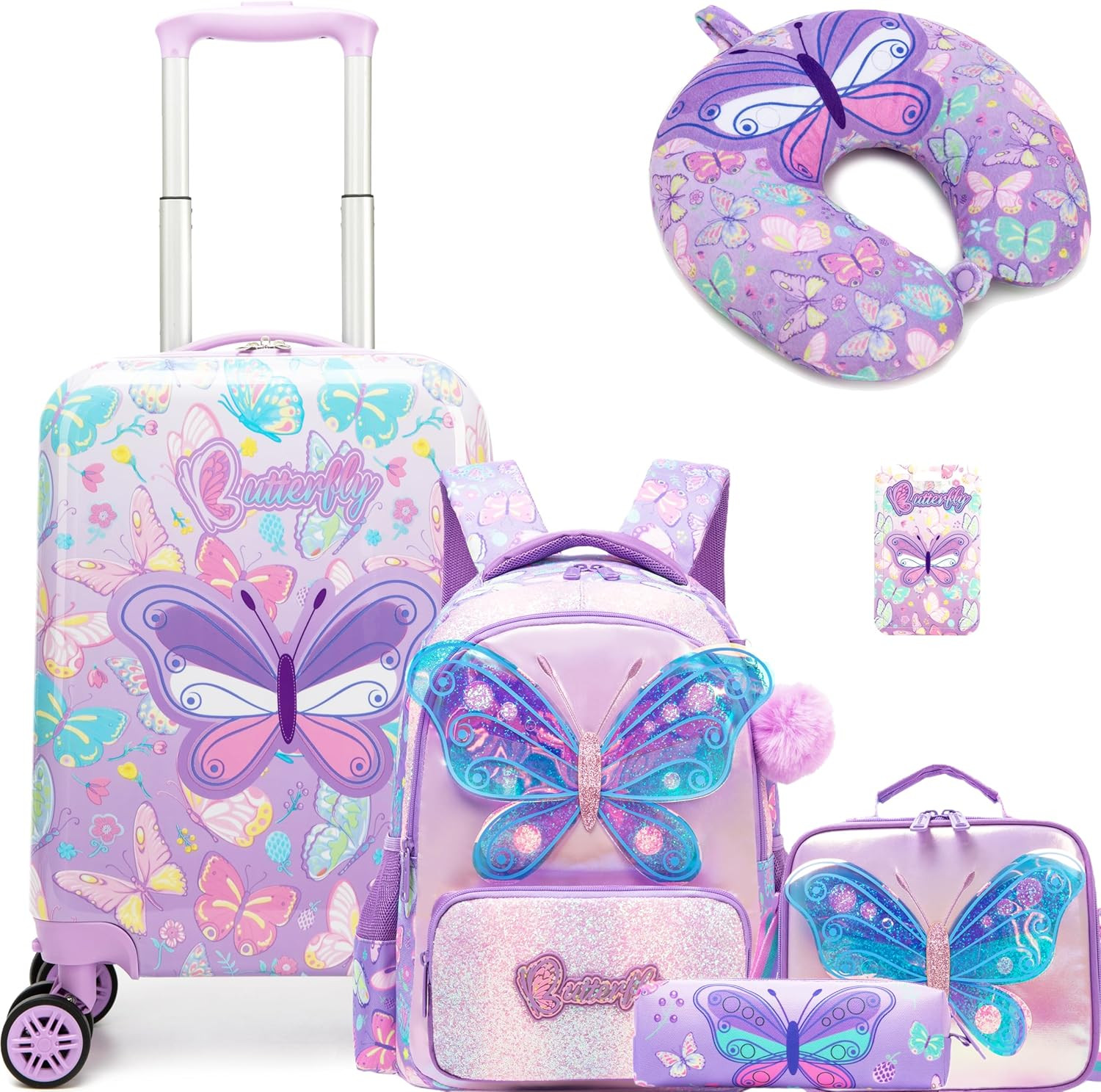 Set - 16" Hardside Suitcase & Neck Pillow, Airline Approved