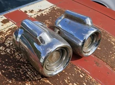 Pair 1951 1952 Buick Front Bumper Bullets Guards Marker Light Housings 