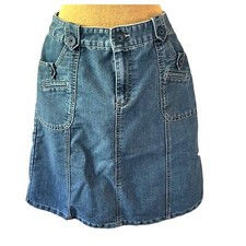 90s Cherokee denim skirt buttons pockets zip western classic casual womens 4