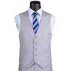 Vinci Men's Shadow Stripe Style Two Buttons Medium Grey  Vested Suit main image 1