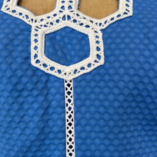 Lilly Pulitzer Dress Women 8 Molly Bay Blue Crochet Honeycomb Work Party Core - 第 4/15 張圖片