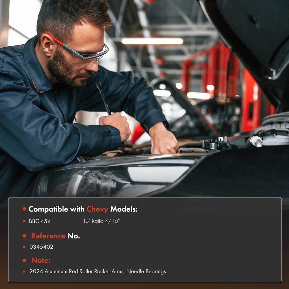 Red 2024 Aluminum Rocker Arm for Chevy BBC 454 1.7 Ratio 7/16" Needle Bearings - Image 2 of 4