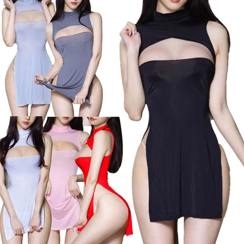 Sexy Lencería Para Mujer Camisón Bodycon Mini Vestido Sexy Abertura Lateral Vestidos para Dormir - Imagen 1 de 56