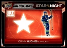 Quinn Hughes 2021-22 Upper Deck Credentials Stars of the Night - First Star