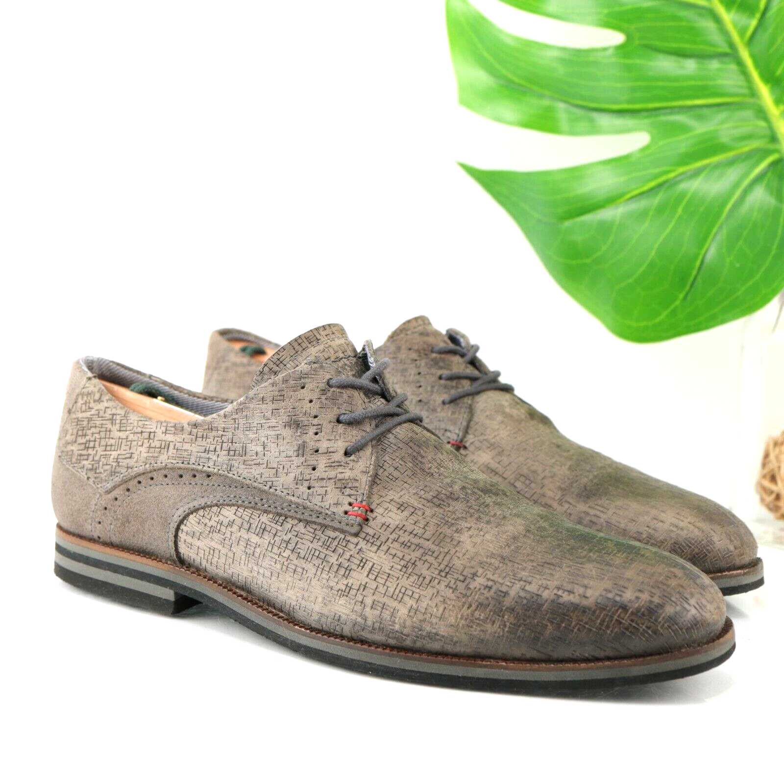 SAOLA Scarpa elegante BullBoxer uomo Stanten Oxford taglia 8 grigia pelle testurizzata punta liscia