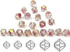 Czech Bicone Crystal Beads Crystal Rosehip Luster coated Rondelle Diamond