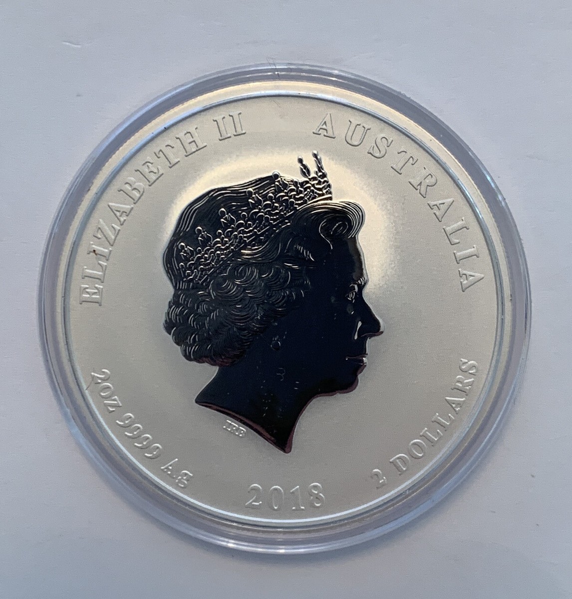 2018 Australia Lunar Year of Dog Queen Elizabeth BIG Silver 2oz