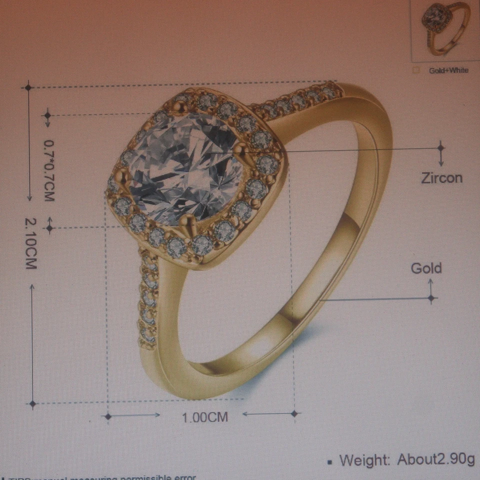  Beautiful Round Cut White CZ Ring 10KT Yellow Gold Filled Size L - Q OnlyIn Box — 第 4/4 张图片